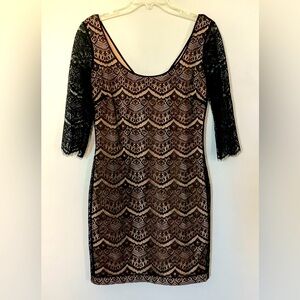 Guess Los Angeles Black and Tan Lace Dress Size 10